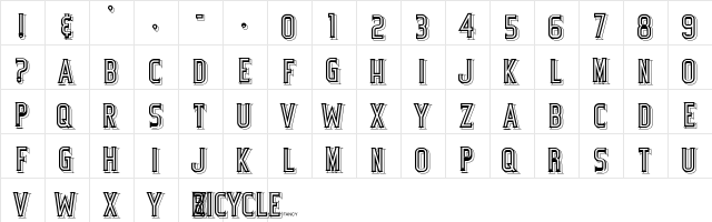 BicycleFancy Regular Character Map BicycleFancy Regular Character Map