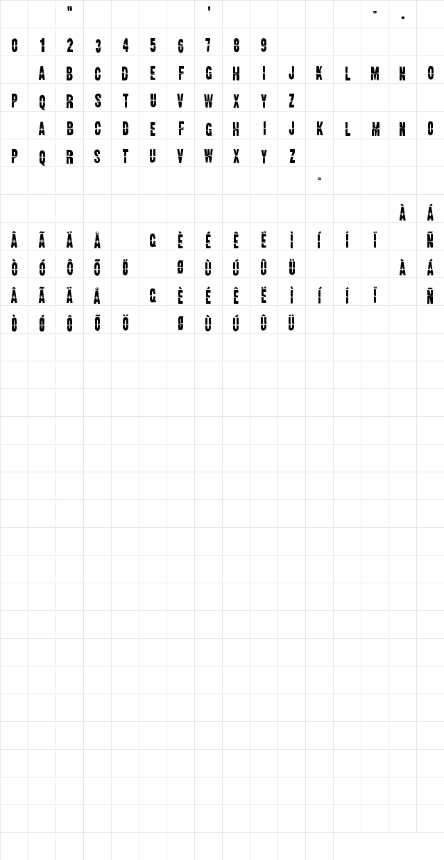 Land Speed Record Regular Character Map