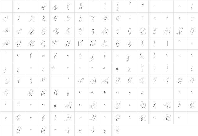 Austhedik Regular Character Map Austhedik Regular Character Map