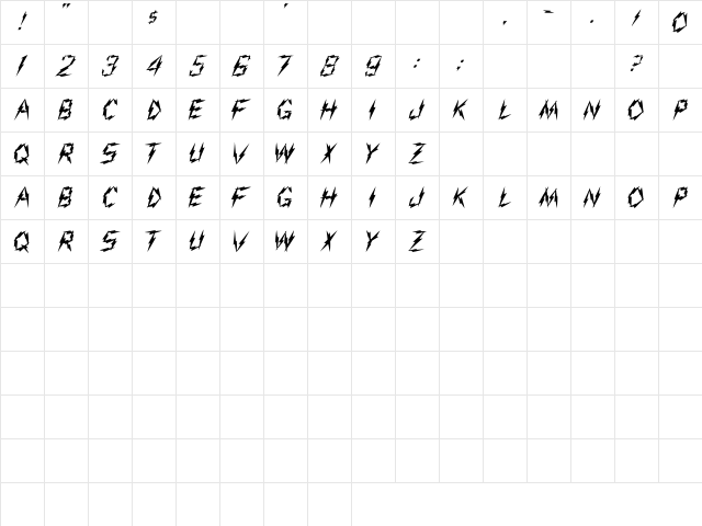 Aarco1 Regular Character Map