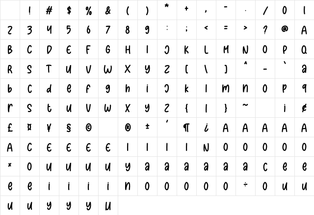 Autumn Leaves Regular Character Map
