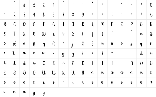 Autumn Smile Regular Character Map