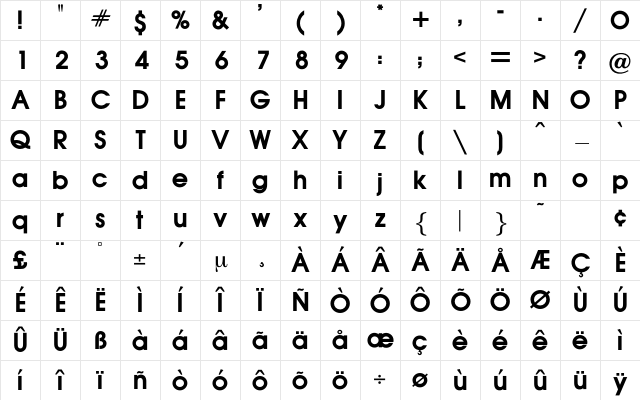 AuxinDemiBold Regular Character Map