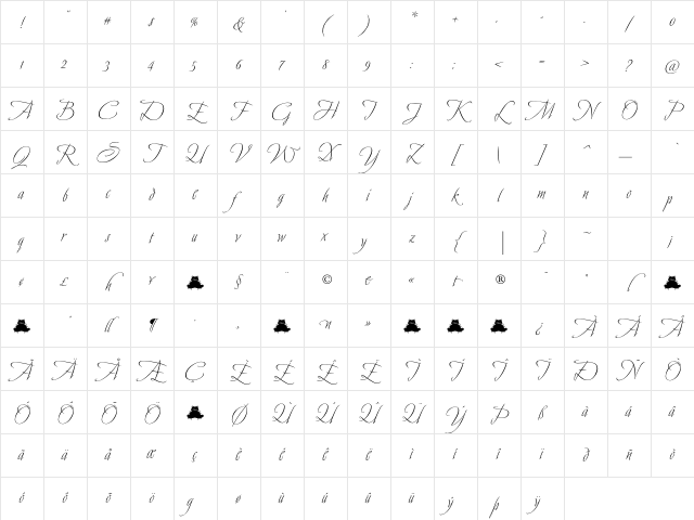 Avalon Regular Character Map