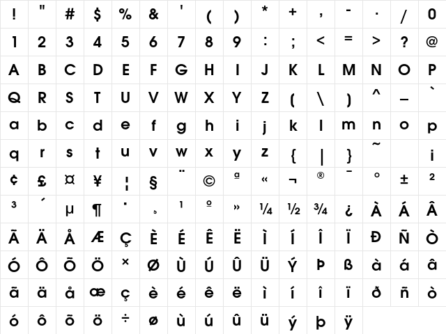 AvantGardEF Demi Character Map