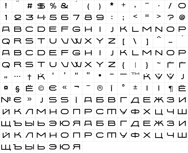 BabaevC Regular Character Map