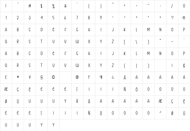 Babe Chubby Regular Character Map
