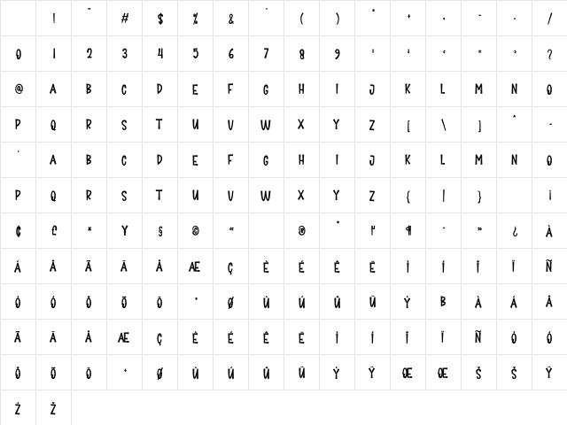 Baby Shower Regular Character Map