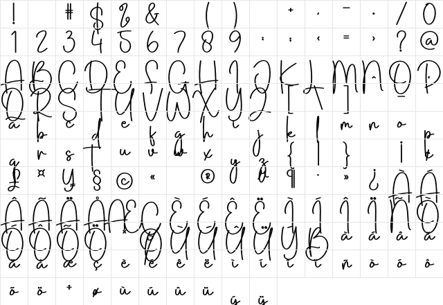 Baby Snow Regular Character Map