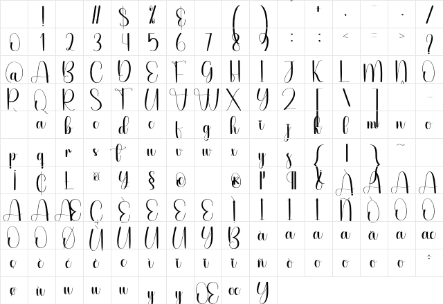 Babymilk Regular Character Map Babymilk Regular Character Map