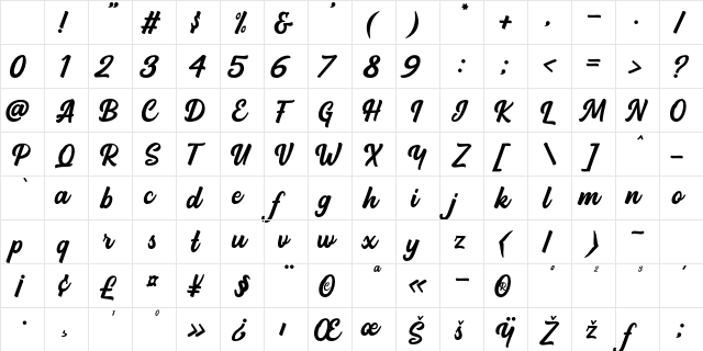 Backstone Regular Character Map Backstone Regular Character Map