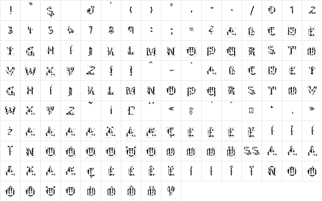 BadblocksEF Regular Character Map BadblocksEF Regular Character Map