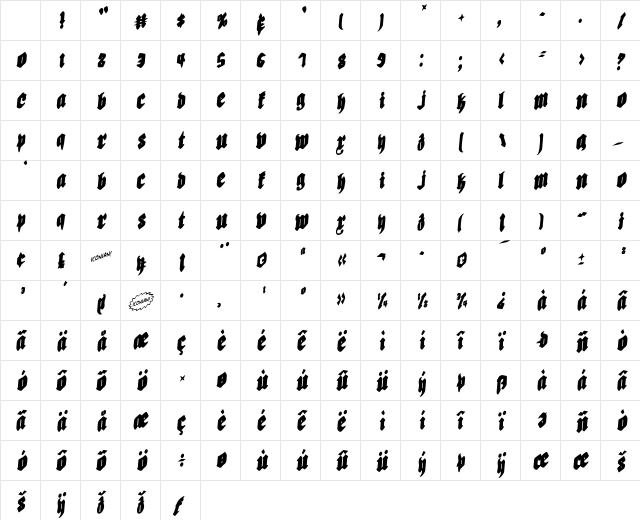 Biergen Rotalic Rotalic Condensed Character Map Biergen Rotalic Rotalic Condensed Character Map