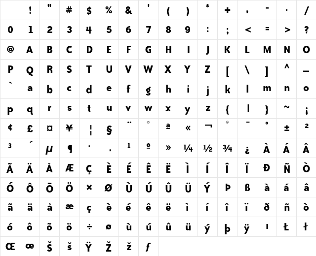 Bailey Sans ITC Bold Character Map Bailey Sans ITC Bold Character Map