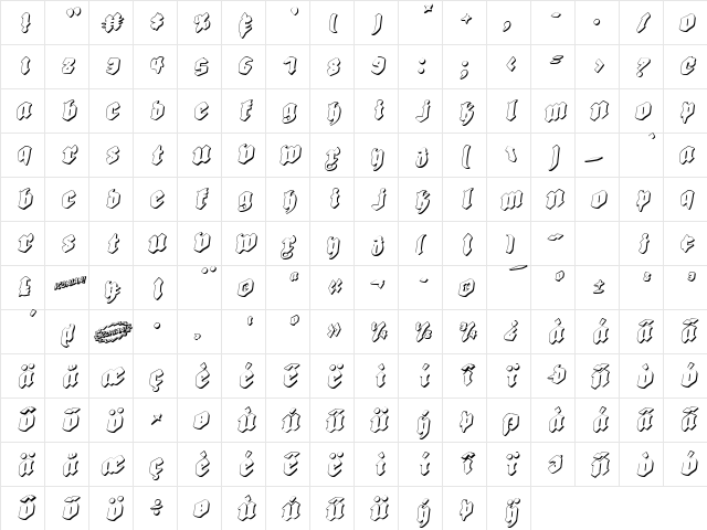 Bierg￿en Rotalic Shadow Rotalic Shadow Character Map