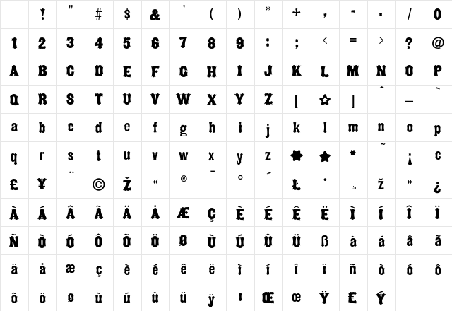 Balderdash Regular Character Map Balderdash Regular Character Map