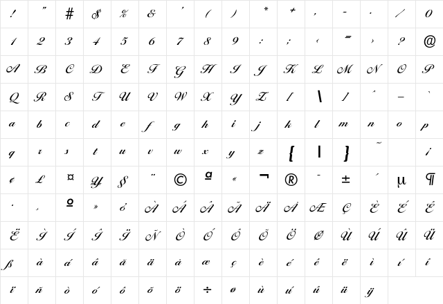 Ballantines-DemiBold Regular Character Map