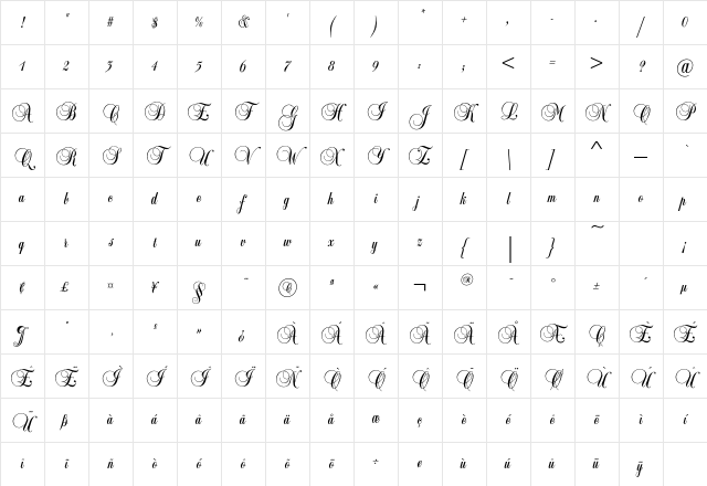 BalmoralEF Alternate Character Map