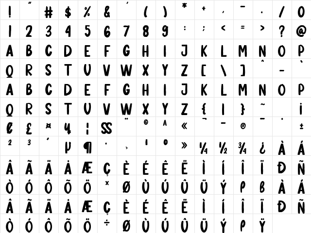 Banana Pastry Regular Character Map Banana Pastry Regular Character Map