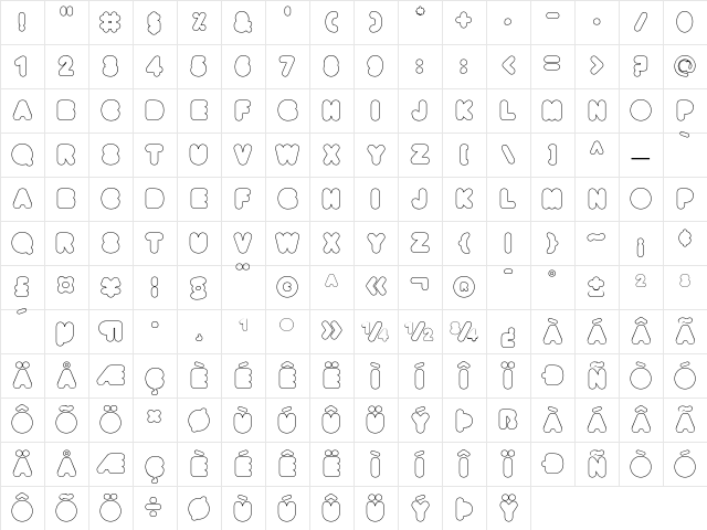 BAQRounded RegularOutline Character Map