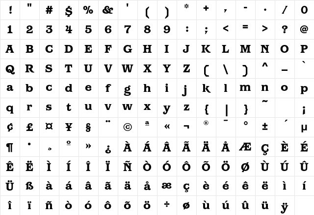 BarcelonaEF-Heavy Regular Character Map