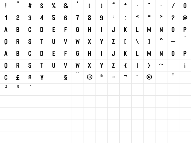 Bartenique Regular Character Map Bartenique Regular Character Map