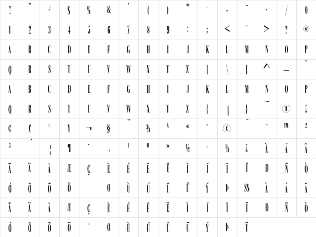 Basilia Compress D Medium Character Map Basilia Compress D Medium Character Map