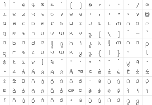 Basis HeavyOutline Character Map