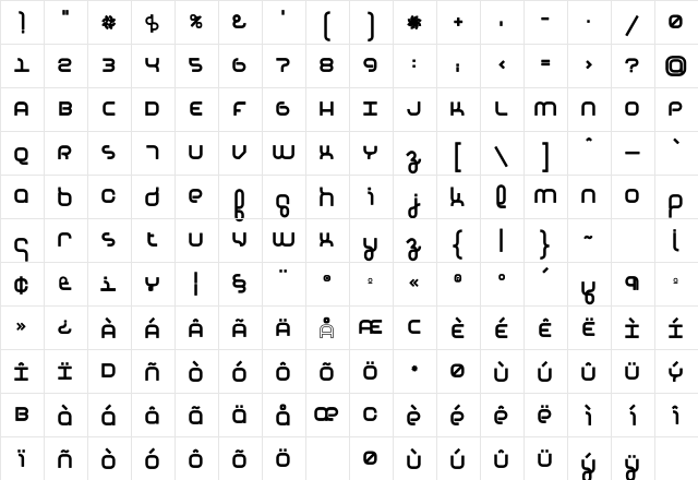 Basis HeavyRound Character Map