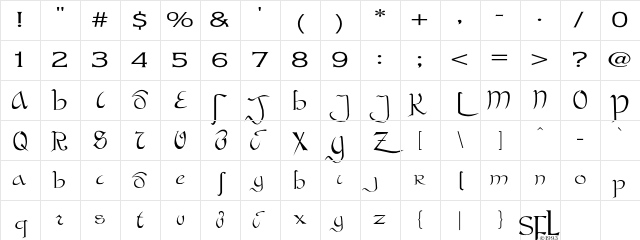 Bastarda Regular Character Map