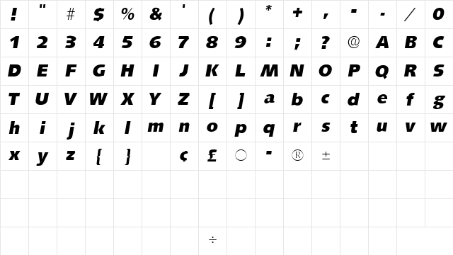 LansetteSSK Italic Character Map
