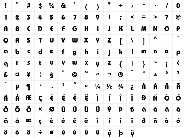 Bauhaus Regular Character Map Bauhaus Regular Character Map
