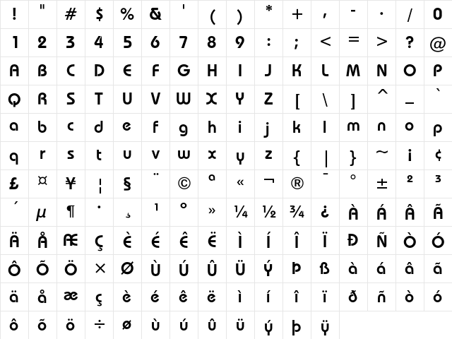 ITC Bauhaus Demi Character Map