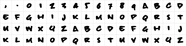 billieBoldHand Regular Character Map