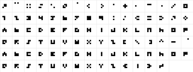 BD TINYFONT Regular Character Map BD TINYFONT Regular Character Map