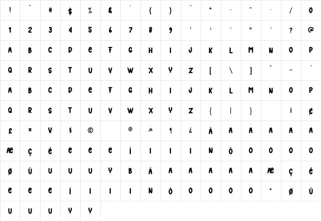Beach Light Regular Character Map