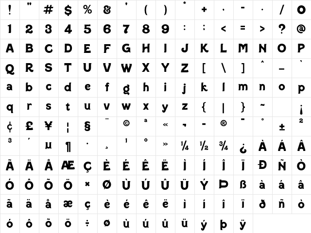 Beach Sound Regular Character Map