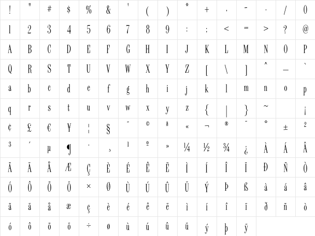 Beatnik Regular Character Map Beatnik Regular Character Map
