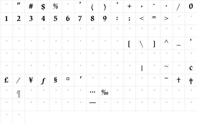 BeckenhamBoldTab Regular Character Map BeckenhamBoldTab Regular Character Map