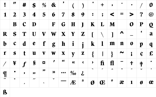 BeckenhamExtraBold Regular Character Map