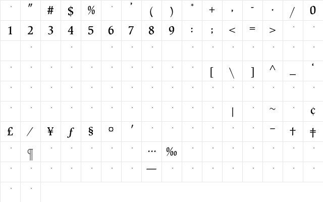 BeckenhamMediumTab Regular Character Map