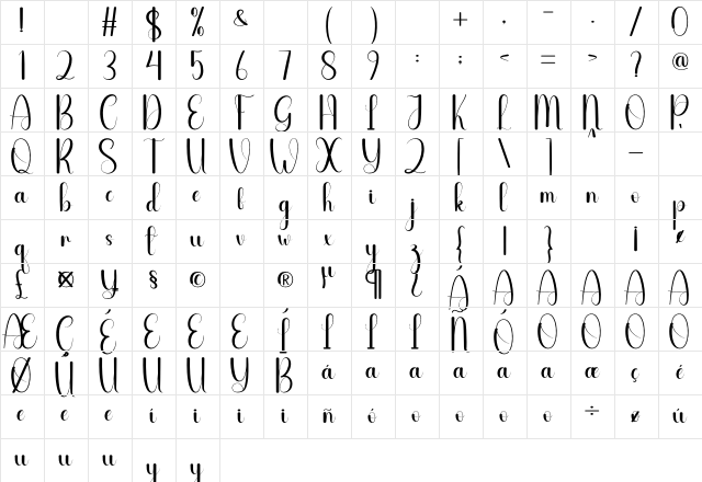 Bedtab Regular Character Map Bedtab Regular Character Map