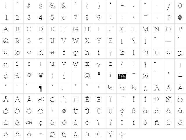 LaplandLight Regular Character Map