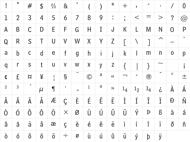 Bell Centennial Std Address Character Map