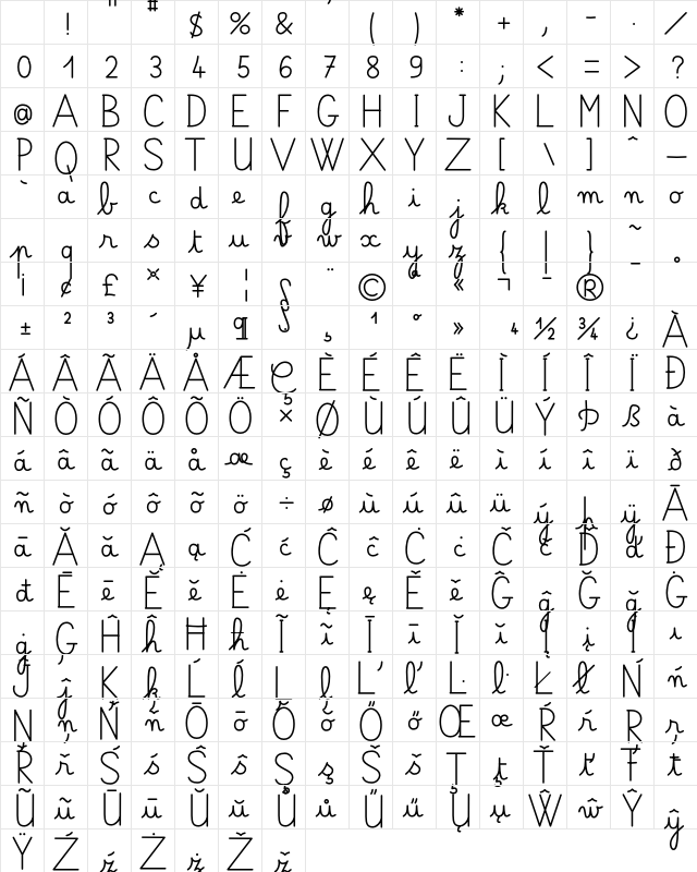 BelleAllureGS Bold Character Map BelleAllureGS Bold Character Map