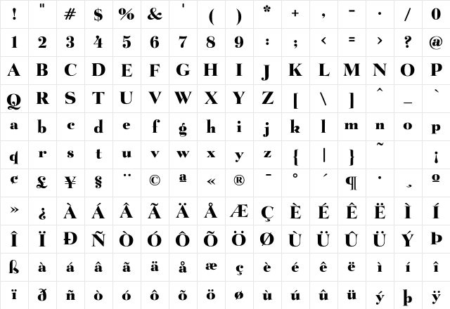 BeLucian FB Ultra Regular Character Map