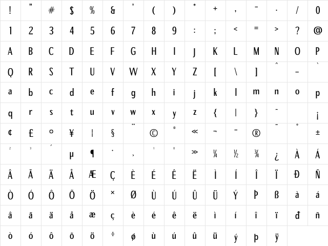 Benedict Sans Bold Regular Character Map Benedict Sans Bold Regular Character Map