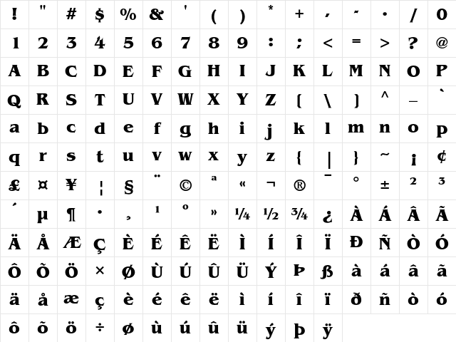 ITC Benguiat Bold Character Map