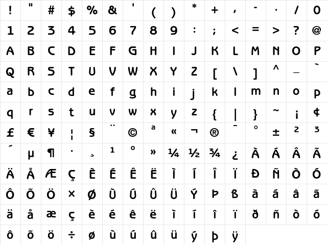 ITC Benguiat Gothic LT Bold Character Map