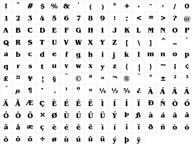 ITC Benguiat Bold Character Map